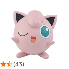 Różowy Jigglypuff z jedną zamkniętą i jedną otwartą, turkusową tęczówką, mruga do Ciebie.